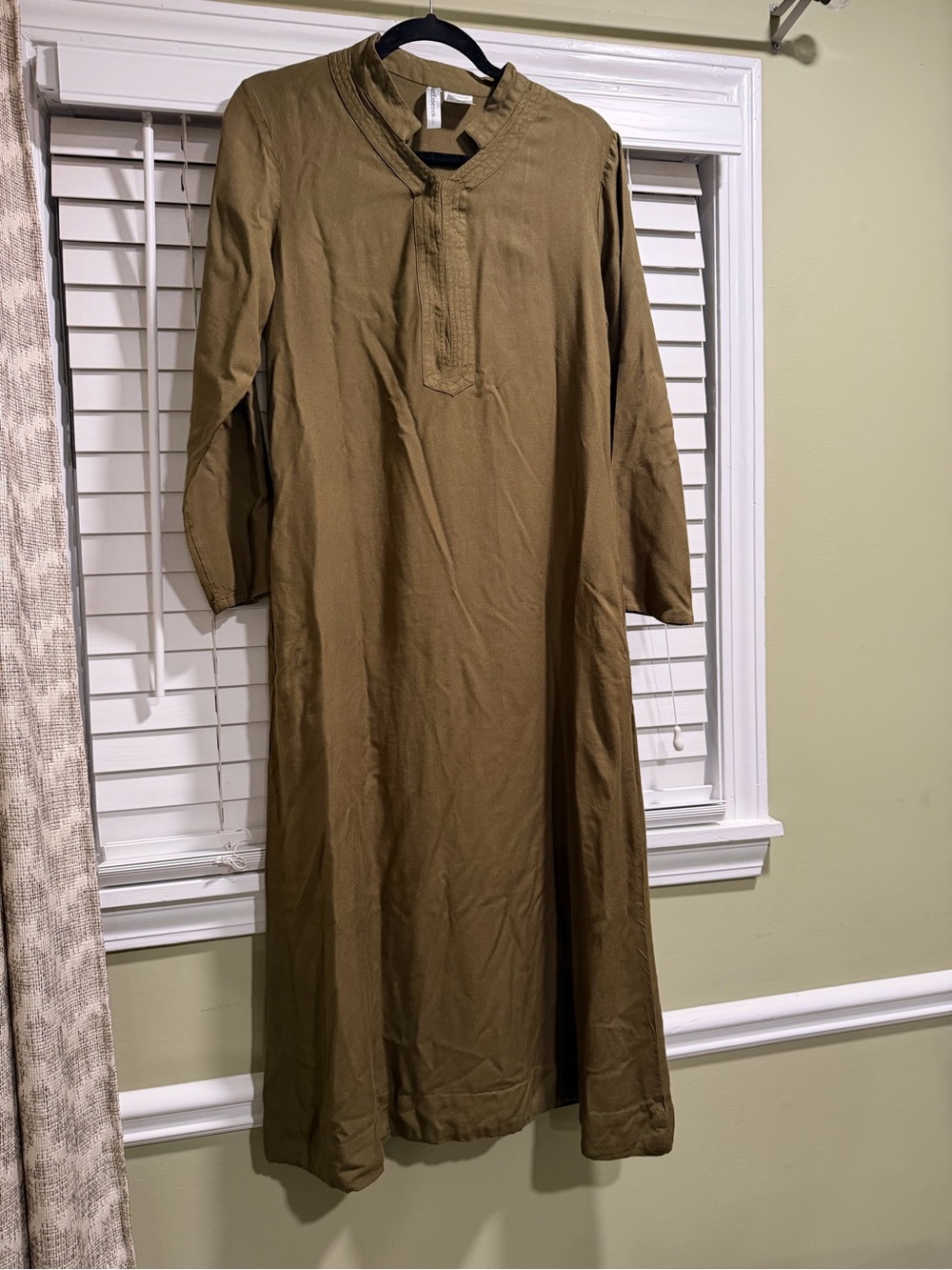 Women’s Long Sleeve Midi Dress in Olive Brown